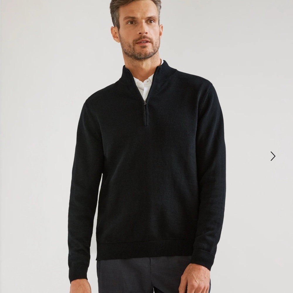 RHONE Men's Commuter 1/4 Black Zip-Up Sweater